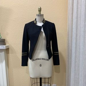 Military Style Black Wool Blend Jacket Sz S